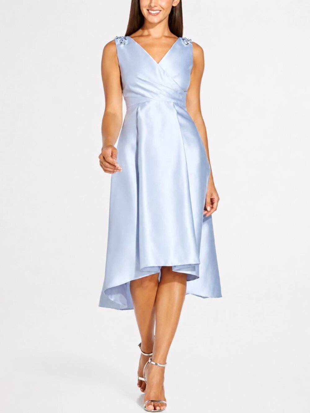 Adrianna Papell Blue Mikado High Low Dress 12 NWT Mother of Bride